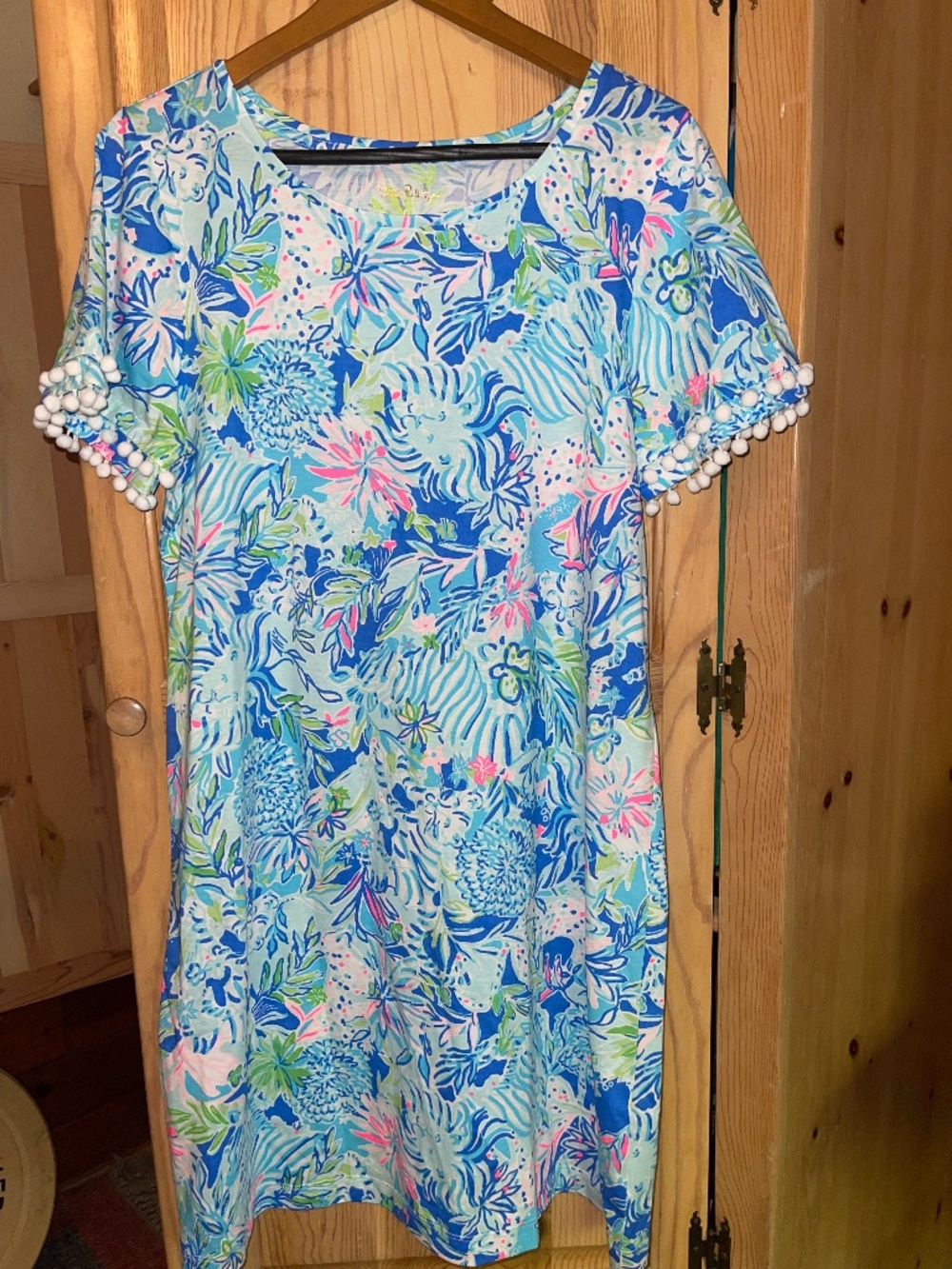 Lilly Pulitzer Lissie Dress In Coastal Blue Lion Around Women’s Size Large